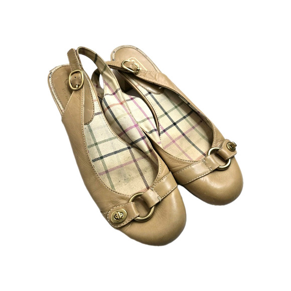 COACH "OCTAVA" TAN LEATHER SLING BACK HEELED SANDAL SIZE 9 B - Picture 4 of 8